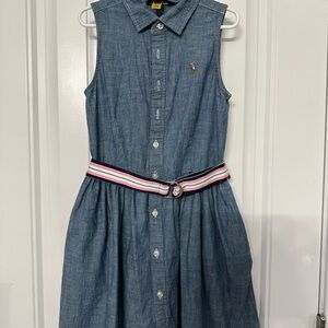 Kids Blue Denim Dress with Belt
